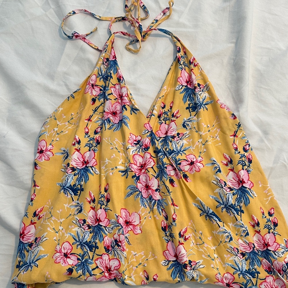 Cotton Candy Vibrant Yellow Floral Tank Top